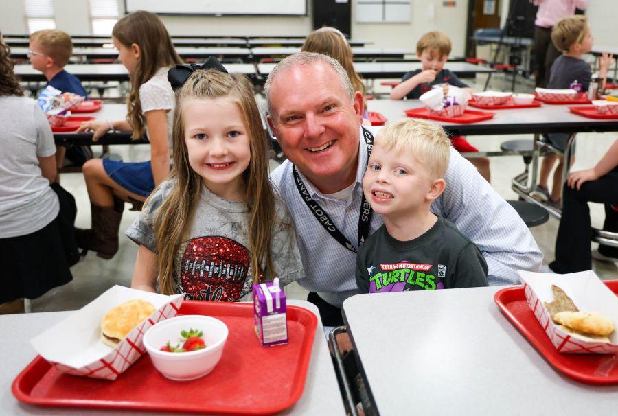 Mr. Byrd with Students at Breakfast